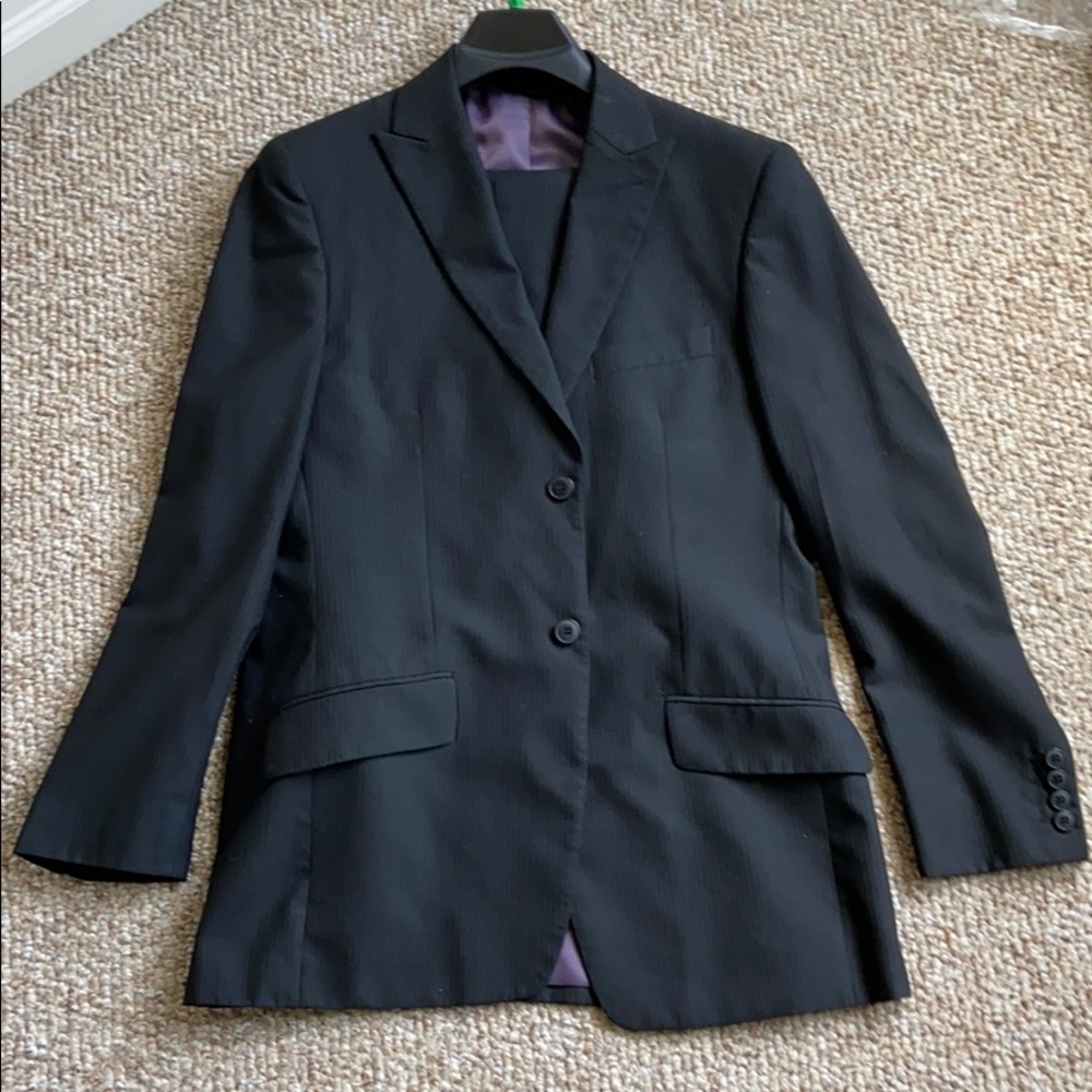 JF J. Ferrer Black Pinstripe Suit Set